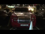 Red Rolls Royce Phantom Drophead at The Dorchester on Park Lane, London.