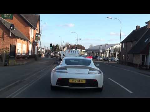 Aston Martin V12 Vantage Driving Accelerating Revving in Oxford, UK
