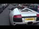Chasing a Lamborghini Murcielago LP640-4 Roadster in London - Revving Accelerating