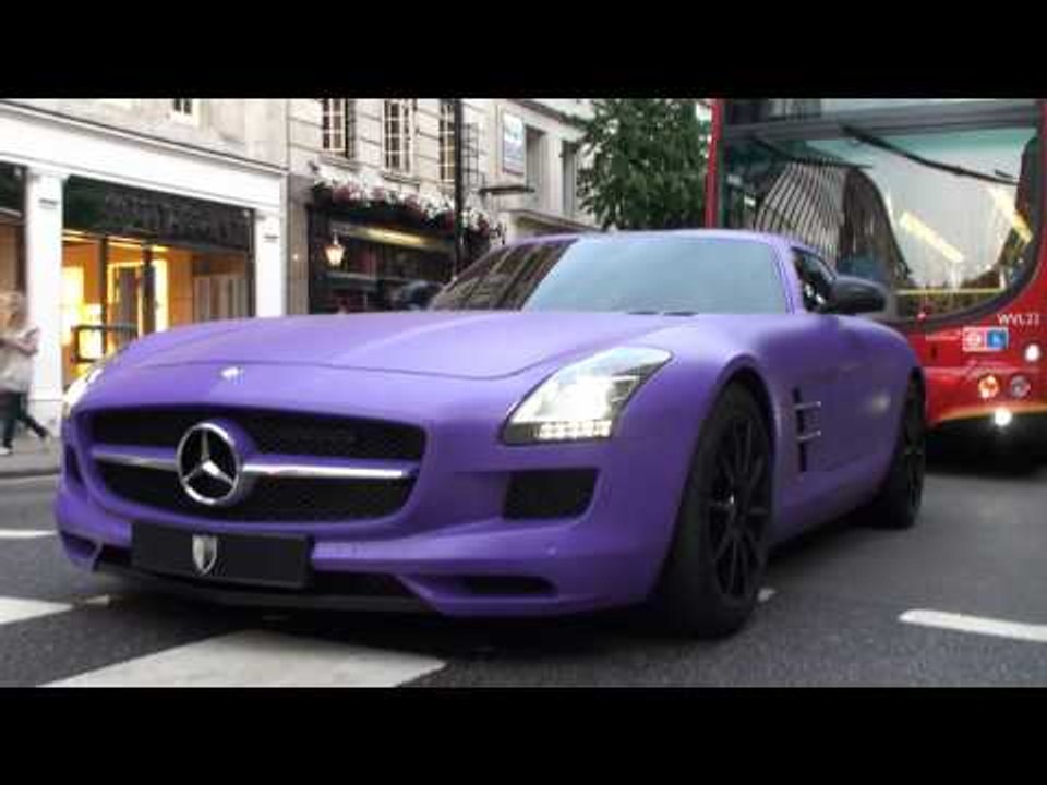 MATTE PURPLE Mercedes SLS AMG - Walkaround, Chase, Revs, Engine Sound, Acceleration