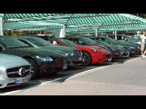 Supercar Car Park in Monaco - Veyron, 458 x2, SLS x2, R8 Spyder, California x2, F430 and more!