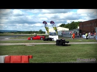 Download Video: Supercars Accelerating onto track at Dad's Day Out - Enzo, F40, Zonda, Atom, Scuderia, R8