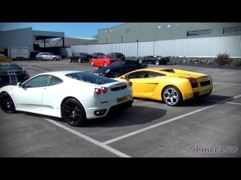 Ferrari F430 vs Lamborghini Gallardo - Revs and Drive-off