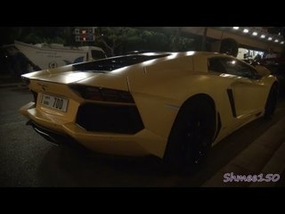MATTE YELLOW Lamborghini Aventador - Startup and Drive-off in Monaco
