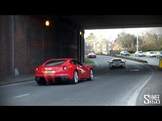 8 Ferrari F40s, F12, 458, etc Departing Horsham Piazza Italia