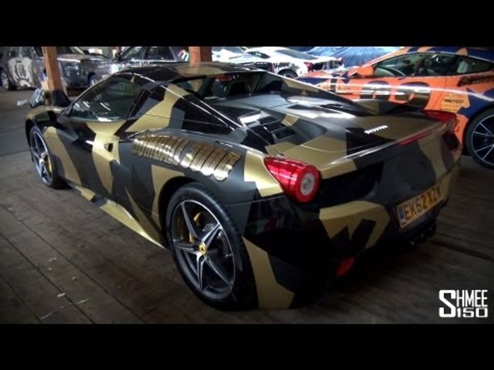 Gumball 3000 2013: Team Battery Energy Ferrari 458 Spider - Black and Gold Camo