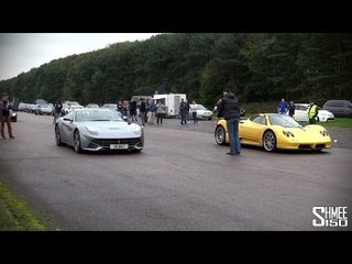 Ferrari F12 vs Pagani Zonda S - Drag Race at Vmax200 Quicksilver