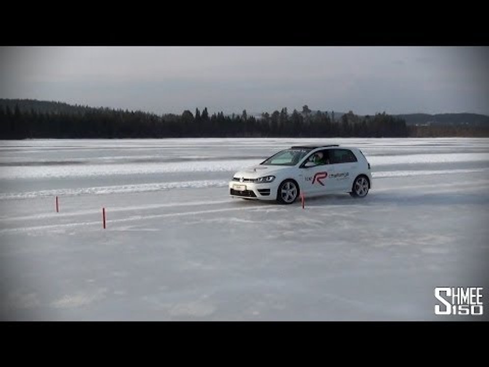 Swedish Adventure: VW Golf R Avoiding a 'Moose' on a Frozen Lake