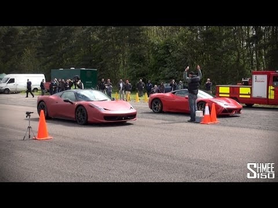 Ferrari 458 Speciale Powerslides and Race vs 458 Spider