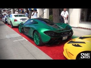 Crazy Green McLaren P1 with 458 Speciale, Wraith and BMW i8