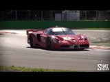 Ferrari FXX and 599XX Evo at Monza - Glowing Brakes and Awesome Sounds