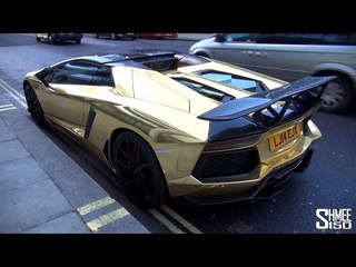Gold DMC Aventador Roadster - Turning Heads in London