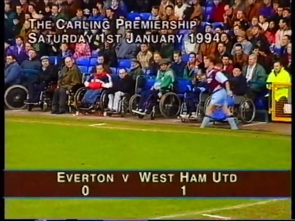 Everton - West Ham United 01-01-1994 Premier League