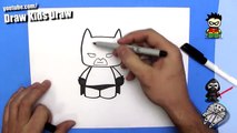 How To Draw a Cute Cartoon Batman - EASY Chibi - Step By Step - Kawaii