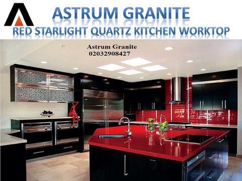 Red Starlight Quartz Kitchen Worktop in London UK | Call Us: 02032908427