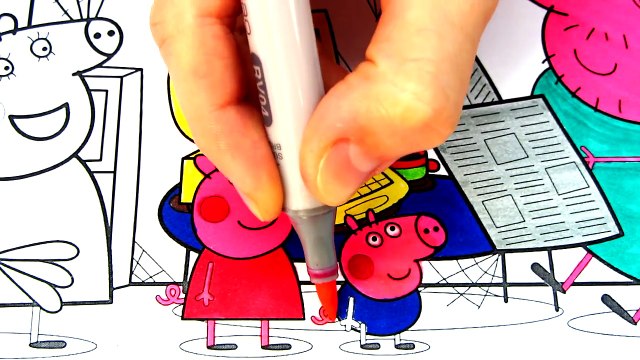 Peppa Pig Daddy Pig Newspaper Kids Fun Art Activities Coloring Book Page with Colored Markers