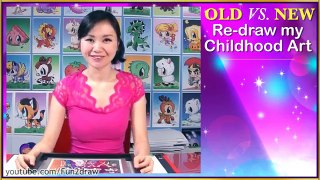 OLD Art VS NEW Art - Re - Draw + Color my Childhood Art - Art Video | Mei Yu