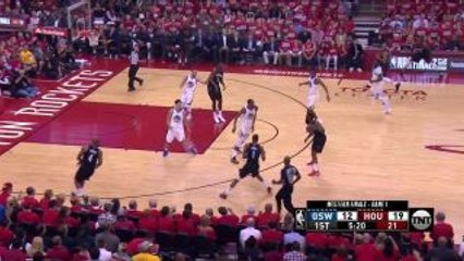 Clint Capela cuts inside for the dunk in the first quarter