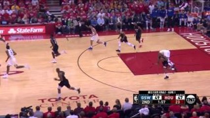 Clint Capela flies in for the alley-oop slam in the second quarter