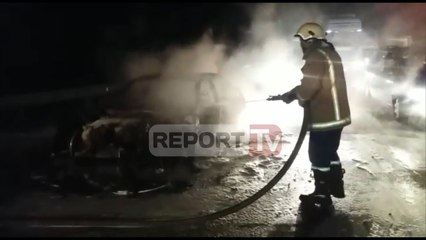 Report TV - Fushë Krujë digjet një automjet tip Porsche Panamera