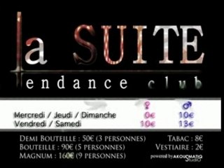 La Suite discothèque : panneau tarifaire.