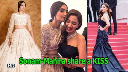 Sonam Kapoor KISSES Mahira Khan at Cannes