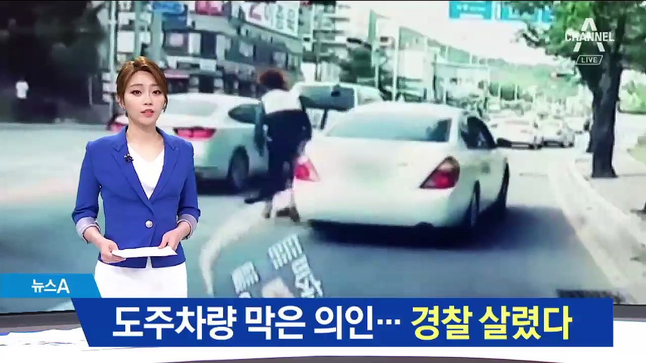 차에 경찰 매단 채 도주…용감한 시민이 막았다
