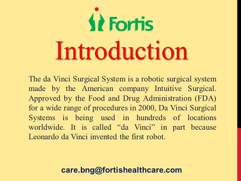 The Best DA Vinci Robotic Surgery Program in Bangalore