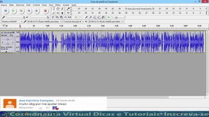 Audacity: Início e Tamanho da Área Selecionada