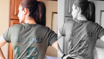 Anushka Sharma CHEERS Virat kohli by WEARING a t-shirt of his NAME ! । FilmiBeat