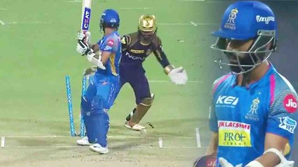 Download Video: IPL 2018 : Ajinkya Rahane bowled for 11 runs, Kuldeep Yadav strikes | वनइंडिया हिंदी