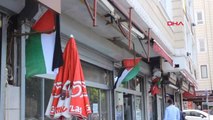 Kayseri Esnaf İşyerlerine Filistin Bayrakları Astı
