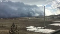 Tsunami of clouds filmed over a field in Canada