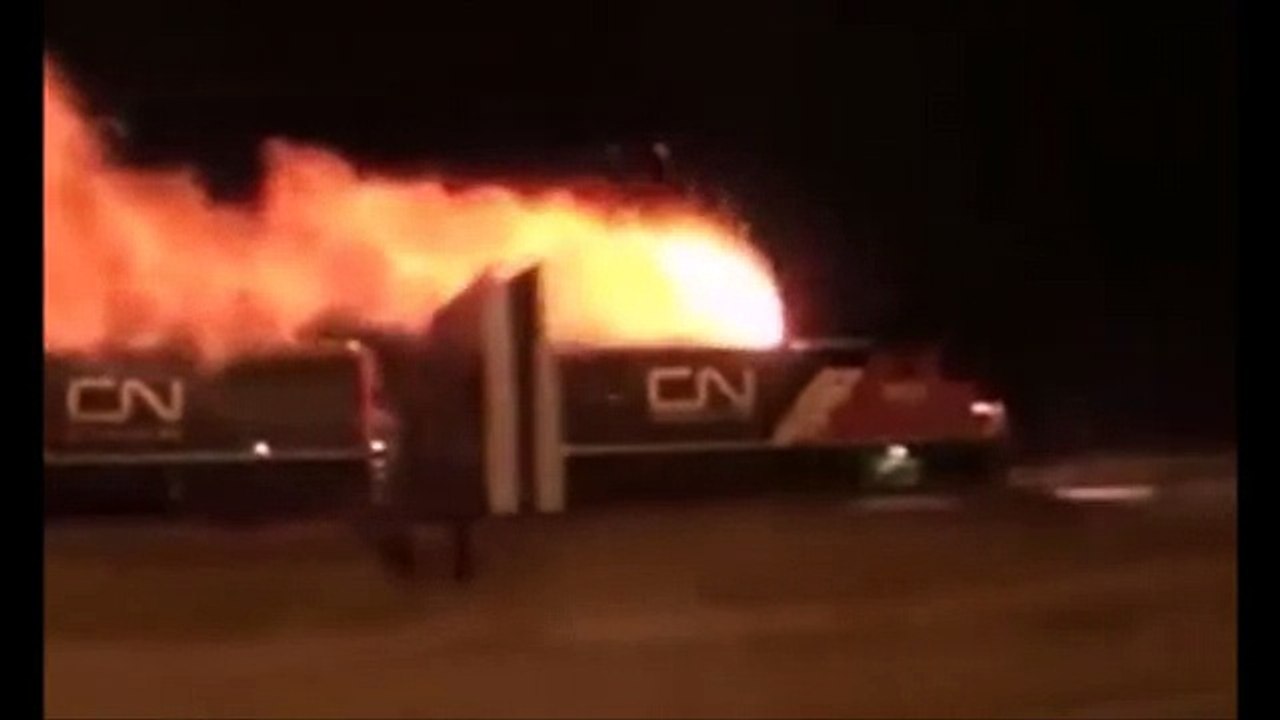 Canadian locomotive explodes engine at night