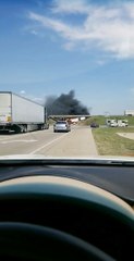 Semi in Flames on the Highway