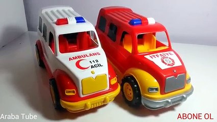 Oyuncak ambulans ve itfaiye arabası çizgi film