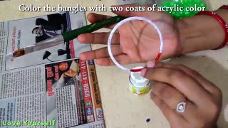 Wall hanging with old bangles | old bangle craft