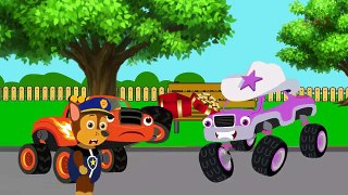 BLAZE CAR THE MONSTER MACHINES Shoot The Gun The Accident! w/ Blaze Monster Truck Cartoon For Kids