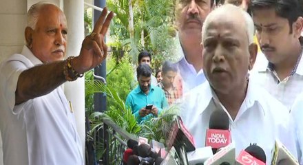 ஆளுநரை சந்தித்து ஆட்சியமைக்க உரிமை கோரிய எடியூரப்பா- வீடியோ