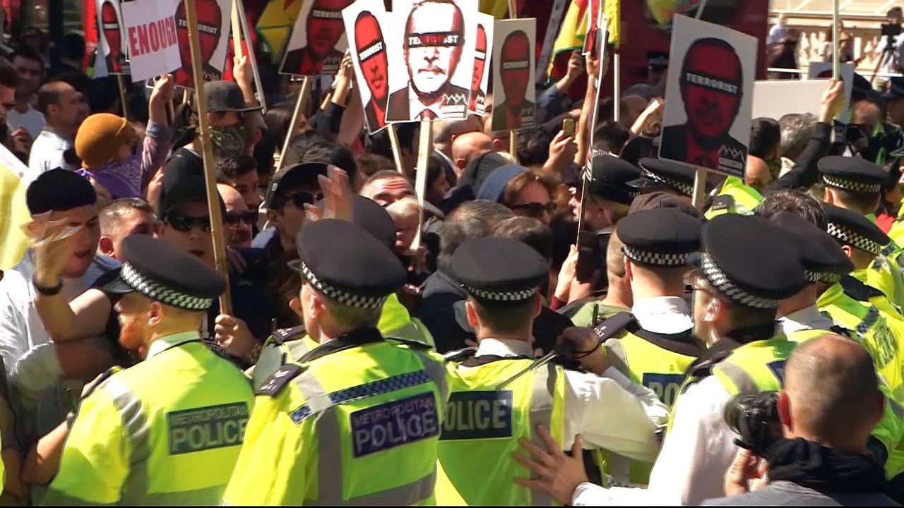 Turkish President Erdogan's UK visit met with protests
