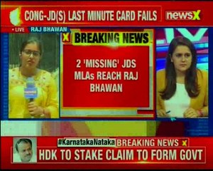 HDK en route Raj Bhawan to stake claim; 2 missing JDS MLAs reach Raj Bhawan