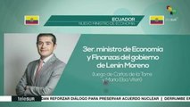 Mandatario ecuatoriano designa a nuevo ministro de Economía y Finanzas