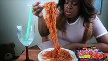 ( I Cry) SPICY KOREAN NOODLE MUKBANG CHALLENGE | 2 Packs 2 Sauces
