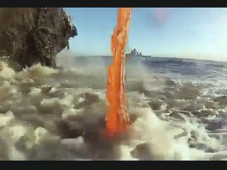 Rare up close footage of Lava entering the ocean