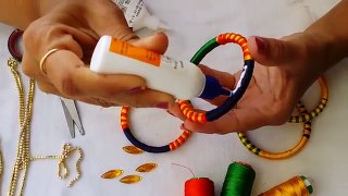 how to make Designer Silk Thread Bangle/Kada at Home | DIY