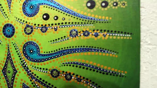 Peinture contemporaine : Mouvement de formes vertes.