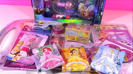 Disney Princess Back to School! Notebooks Pencil Case Crayons! FROZEN Elsa Lip Balm! HAPPY Places!