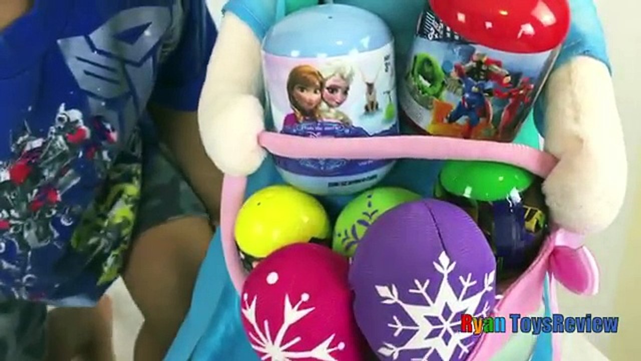 Ryan opens easter eggs with SuperHero toys inside