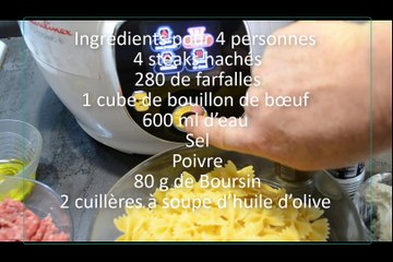 Farfalles steaks hachés cookeo