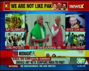 BS Yeddyurappa sworn in as Karnataka CM, Rahul Gandhi draws Pakistan analogy